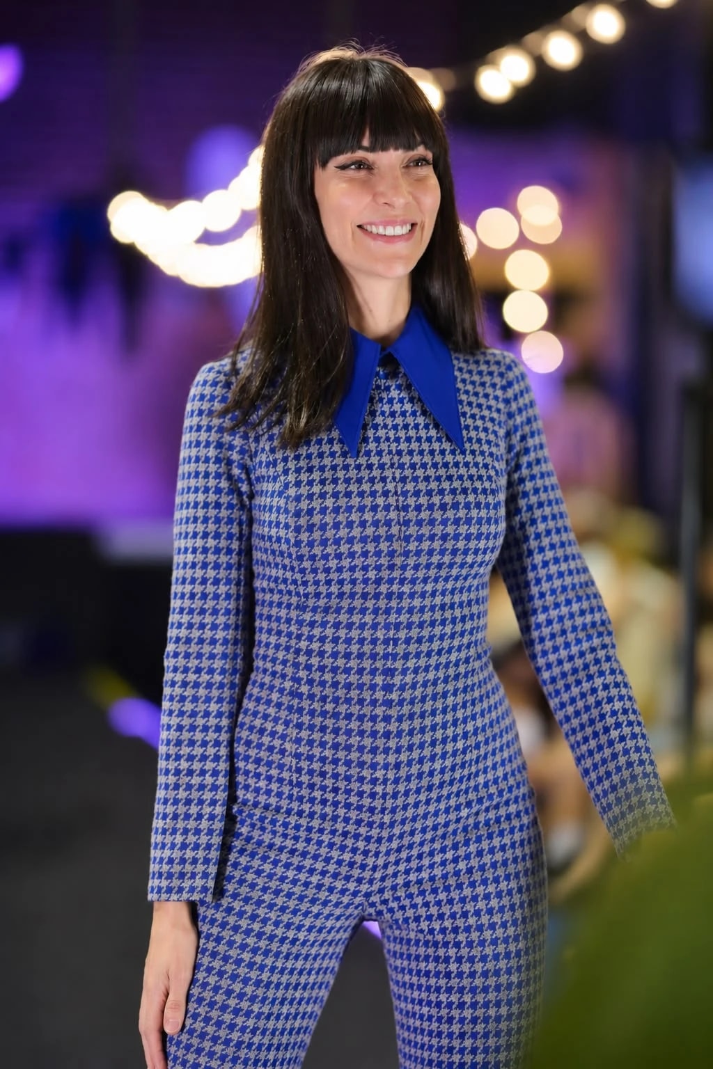 Gema Sánchez, designer of Mia Moll, wearing the Houndstooth Jumpsuit